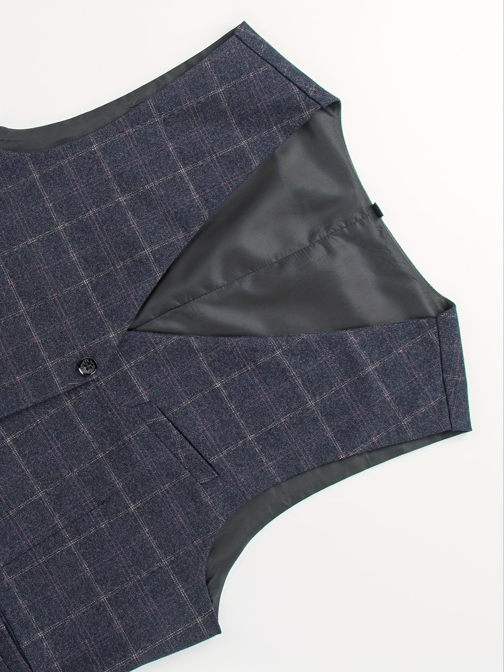 3pcs Men's Plaid Pattern Dress Suit Set, Notch Lapel Collar Blazer.