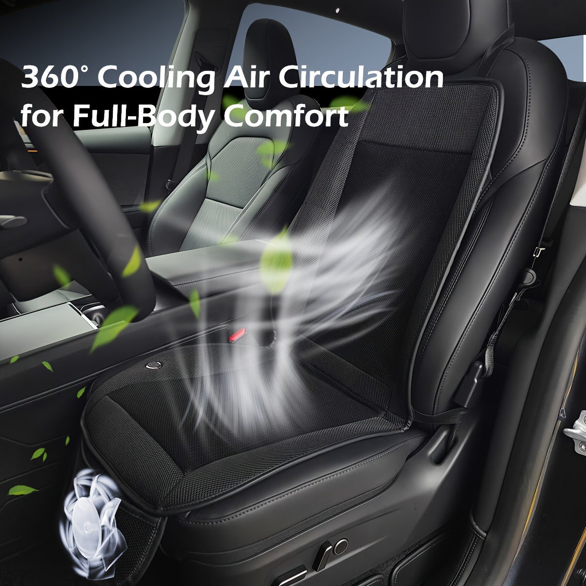 Ultra-Cooling Cooling Car Seat Cushion with Turbo Fan & Ice-Ice silk Mesh - 360° Air Circulation