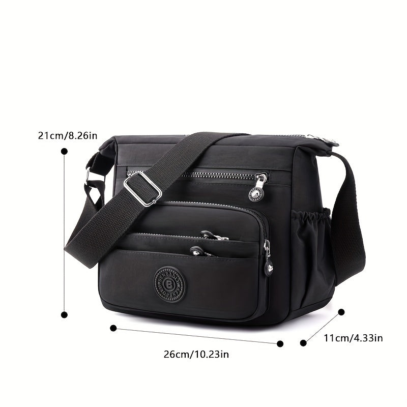 Chic Black Nylon Crossbody Bag for Women .