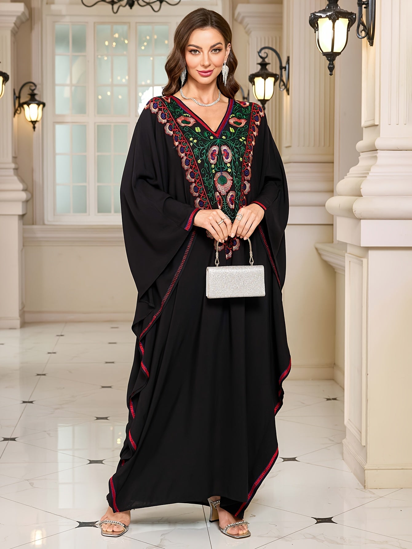 EDOLYNSA Women's Maxi Kaftan - Long Sleeve ./MH