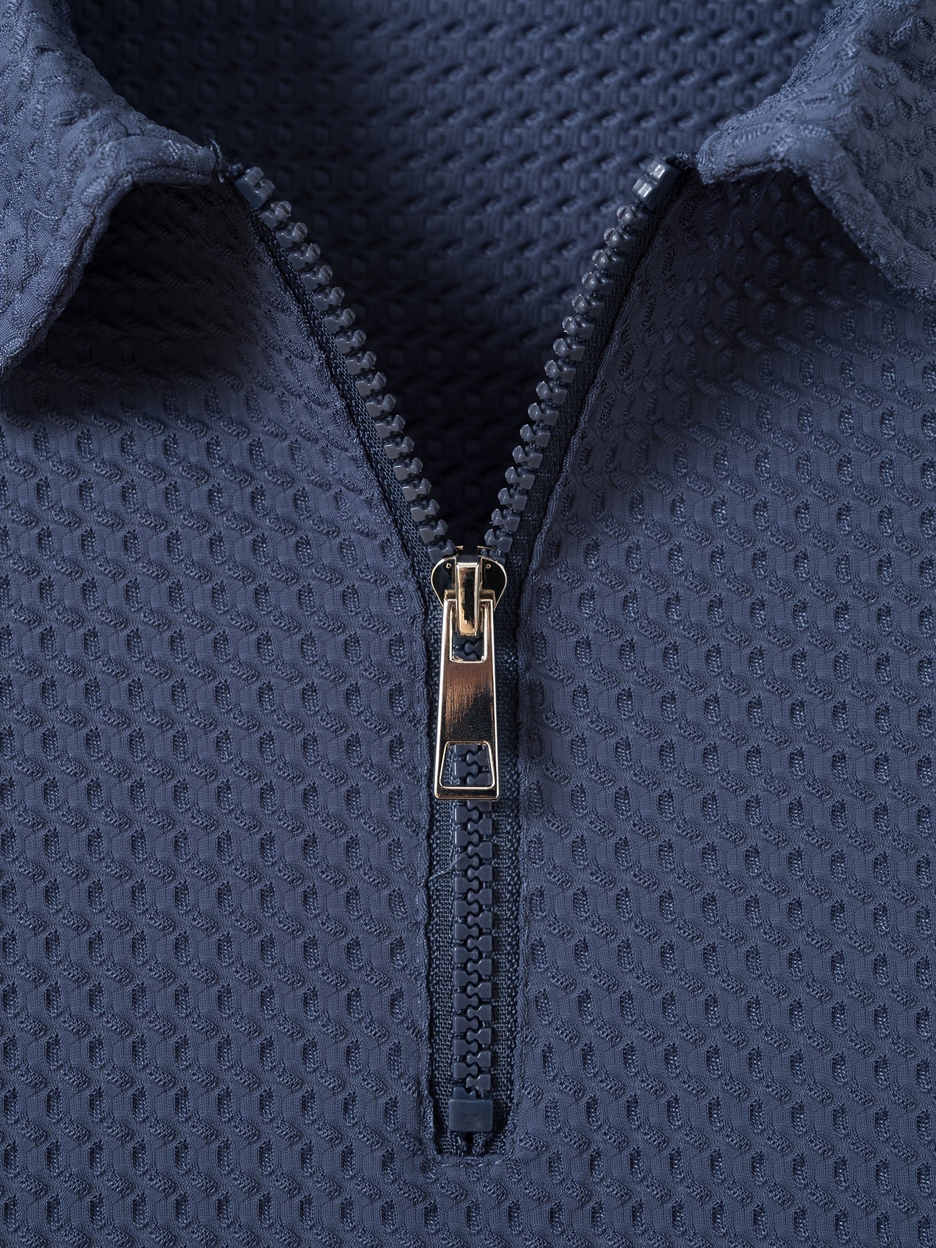 Men's Solid Color Quarter Zip Golf Shirt, Breathable Short Sleeve .