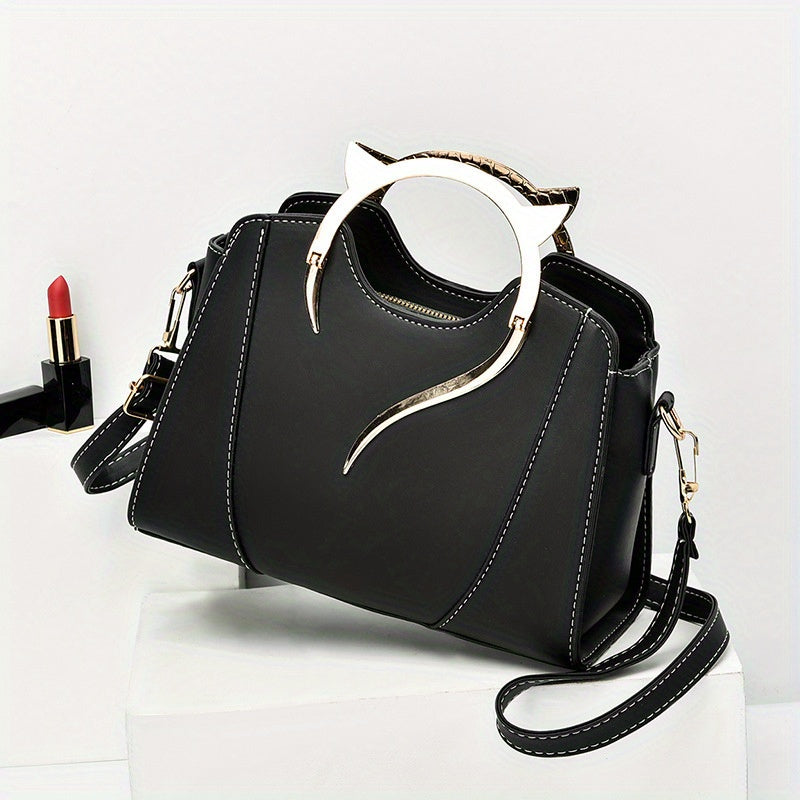 Whimsical Cat Ear Tote Satchel Bag .