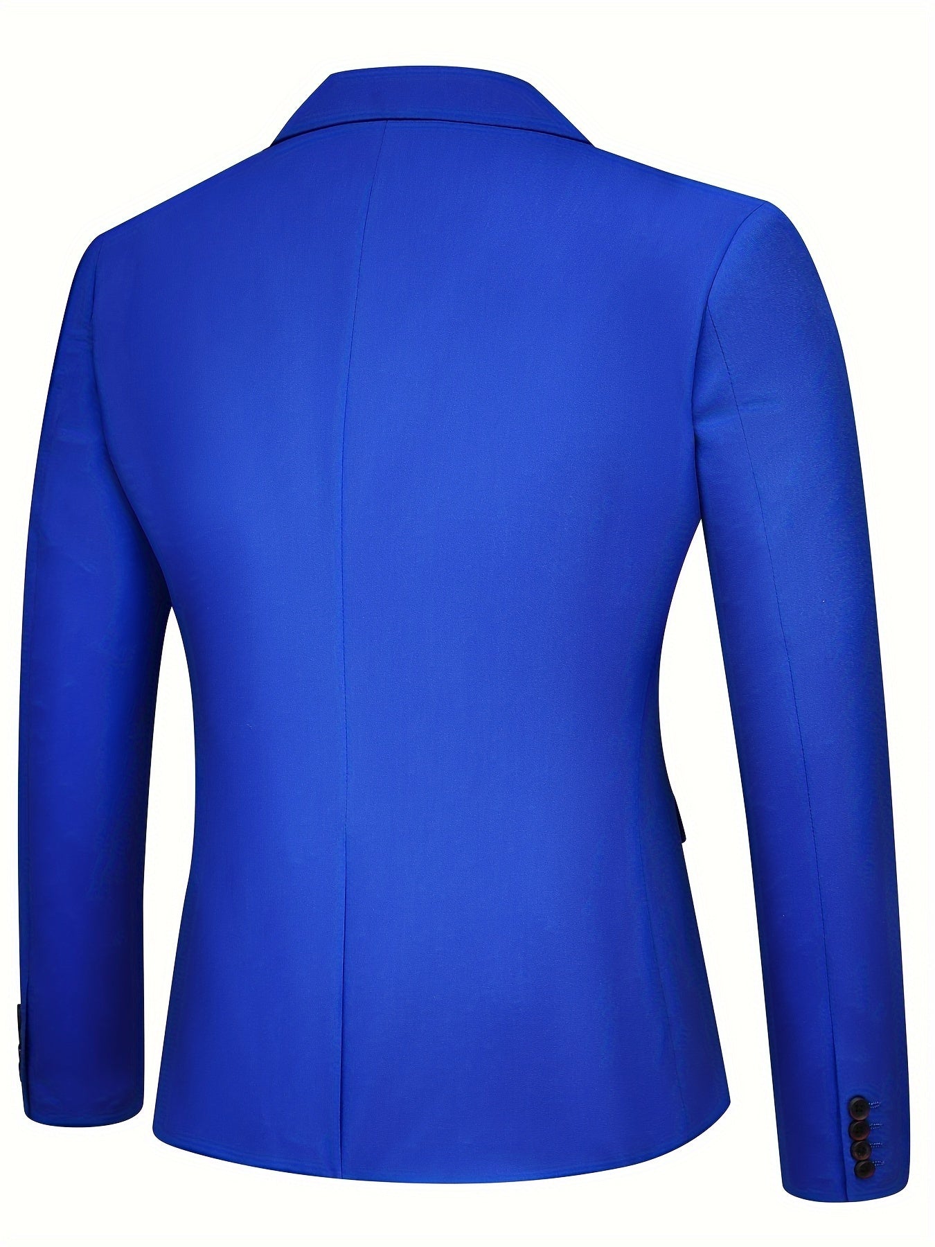 3-Piece Men's Solid Color Suit Set, Blazer Jacket + Vest + Pants,