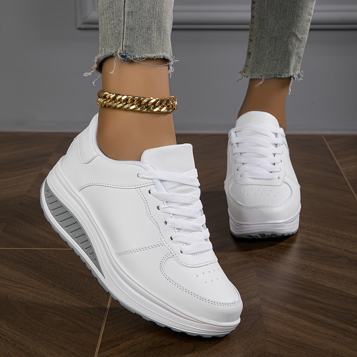 Women's Platform Sneakers, Casual Lace Up Outdoor Shoes, /MH
