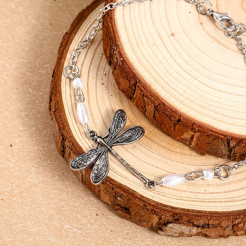 [Thin Chain Dragonfly Anklet Minimalist] Simple Dragonfly Insect Thin Chain Anklet Minimalist Ankle Bracelet For Women