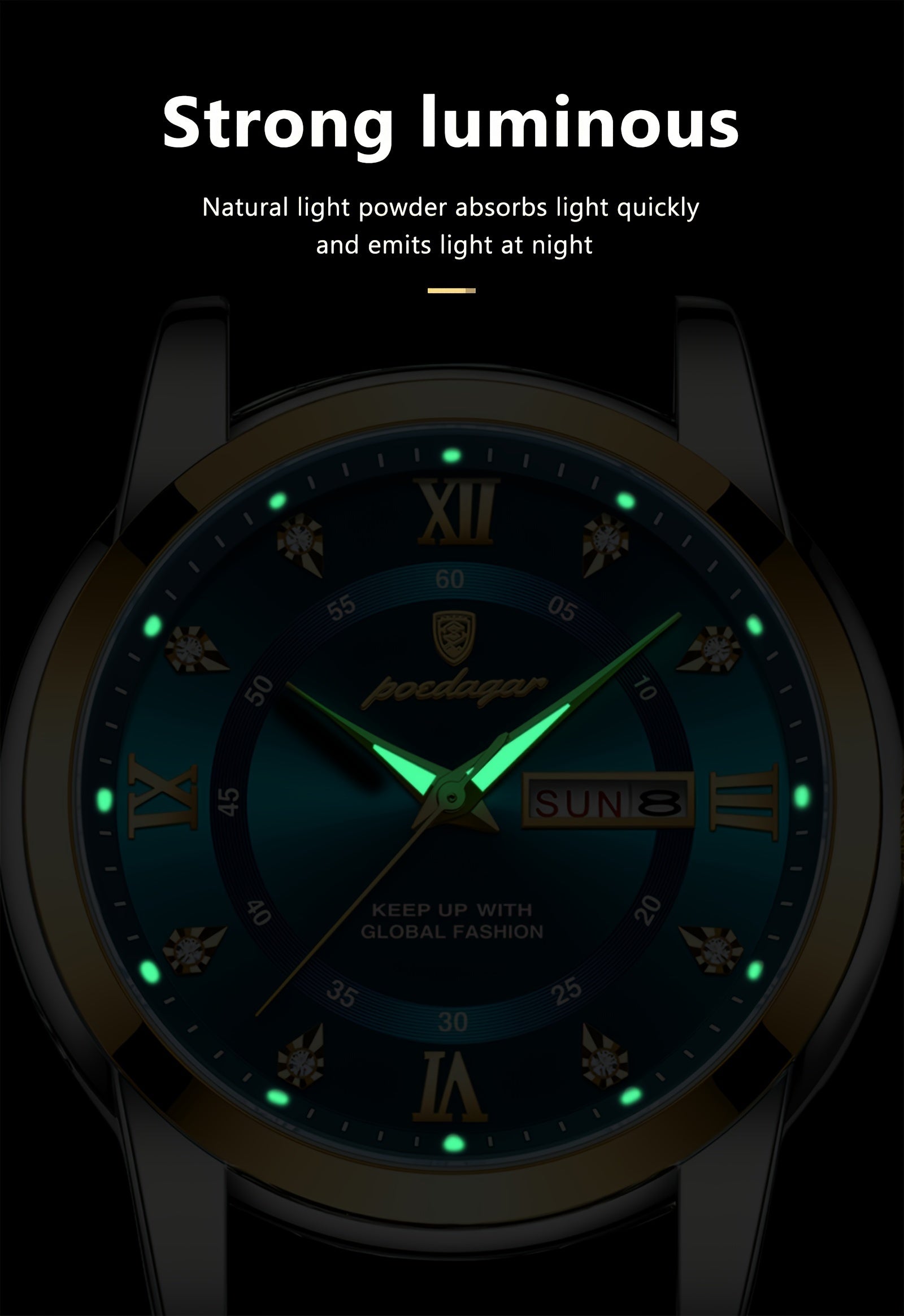 POEDAGAR Men'S Luxury Sport Watch - IPX8, Luminous Quartz Movement,