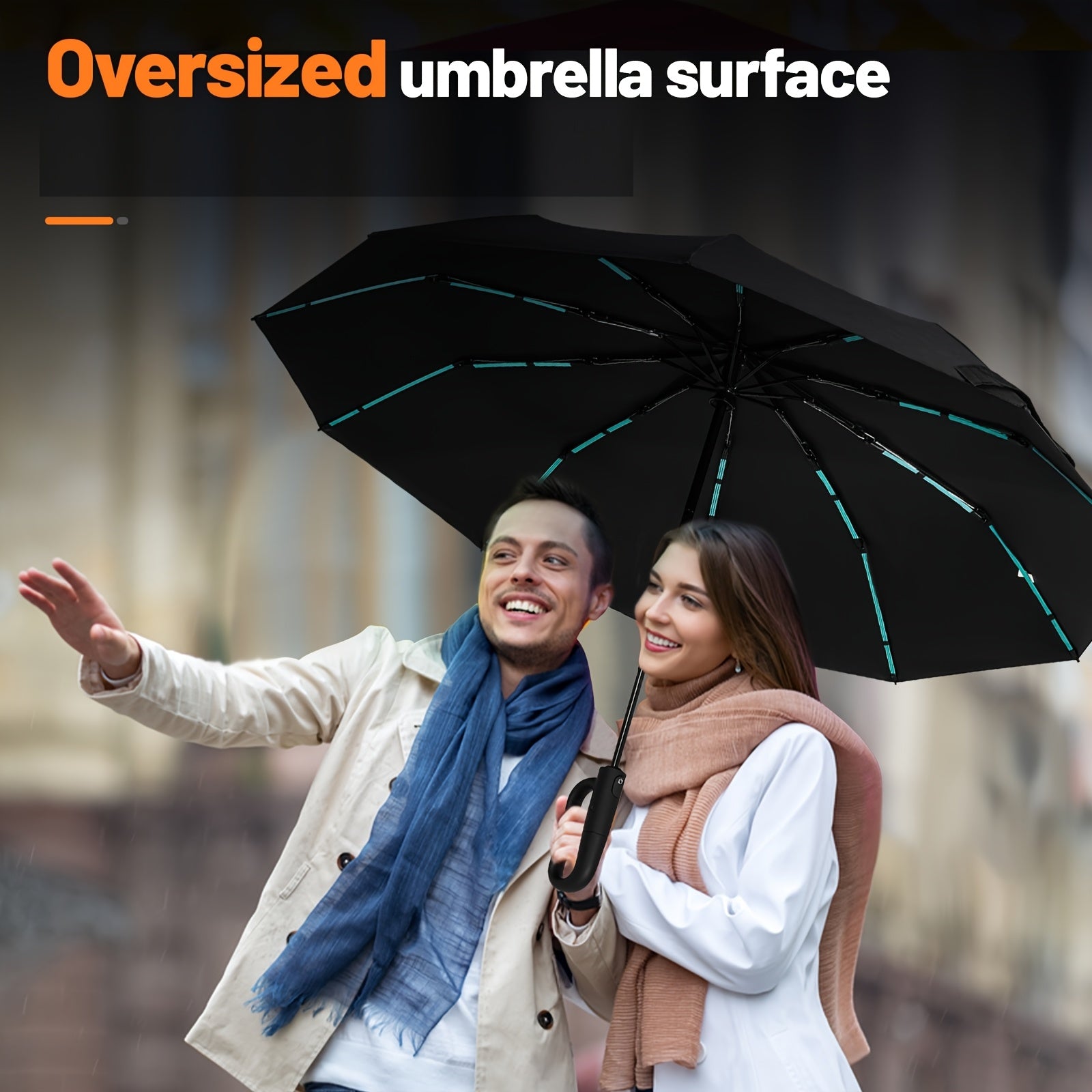 Automatic Umbrella with 10-Rib Windproof Design .