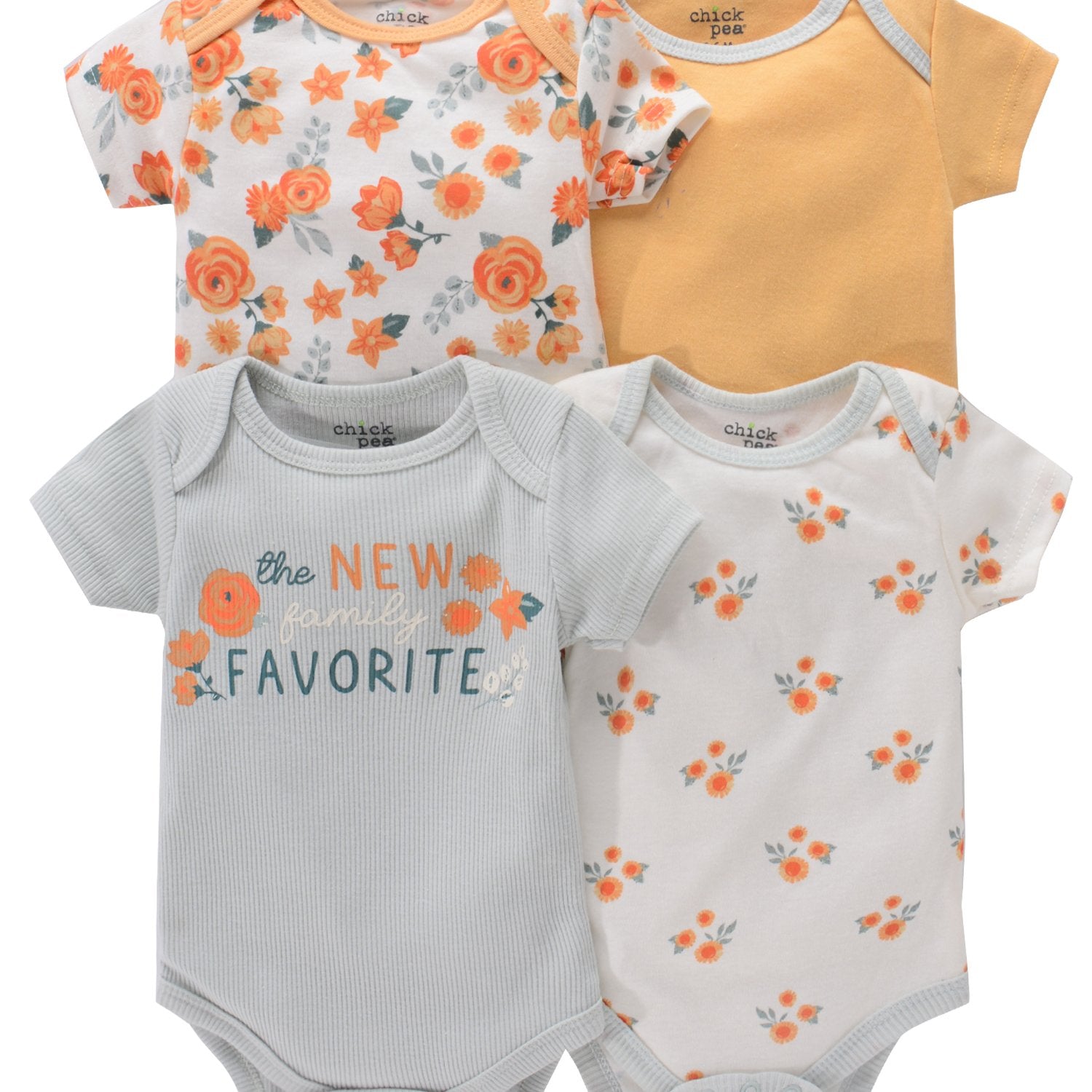 Newborn Baby Short Sleeve One-Piece Suit 4pcs Set .