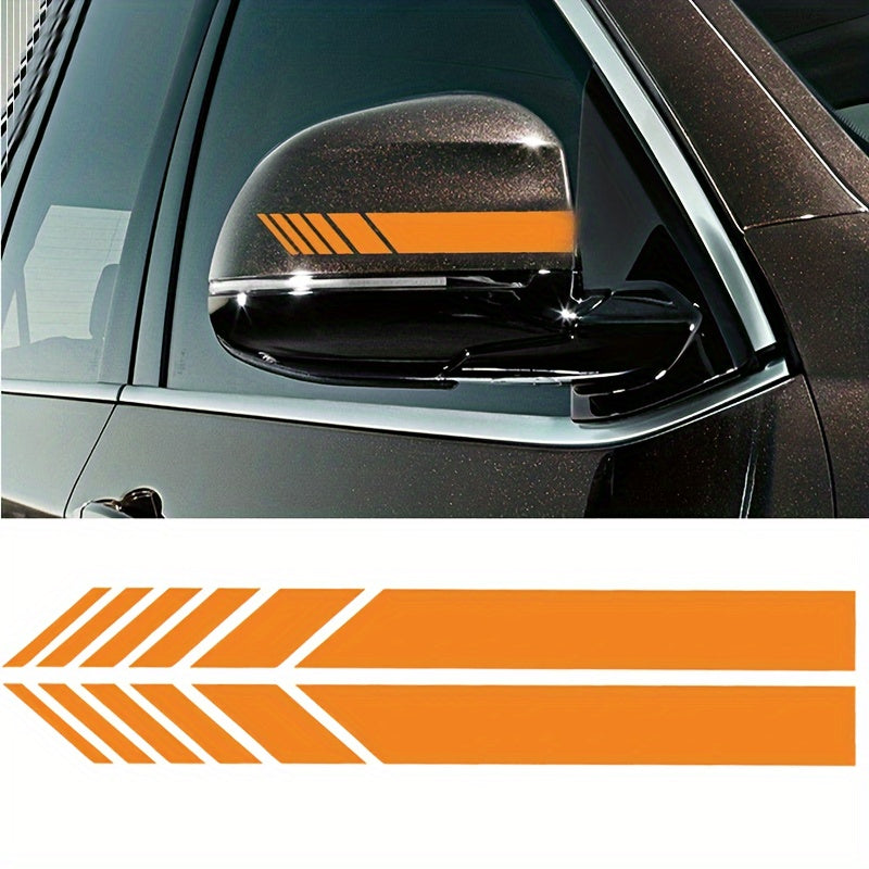 2-Piece Premium Pe Car Decals - Stylish Rearview Mirror & Side Stripe Accents For Enhanced Vehicle Appearance