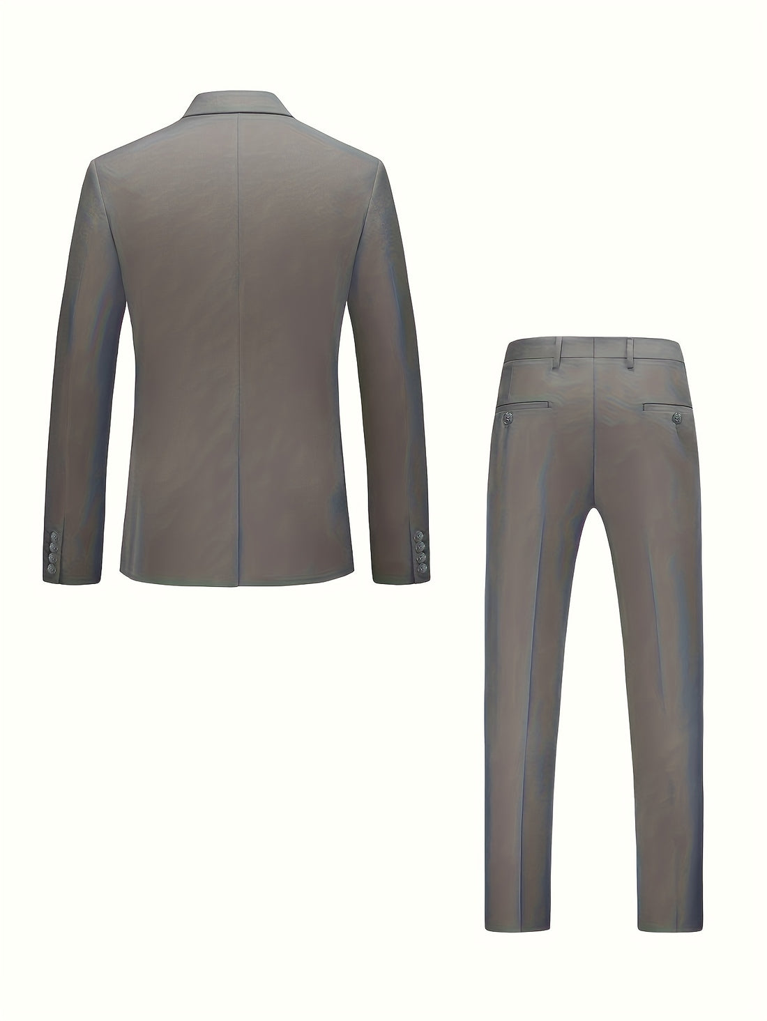 2-Piece Men's Light Business Style Solid Color Dress Suit Set.