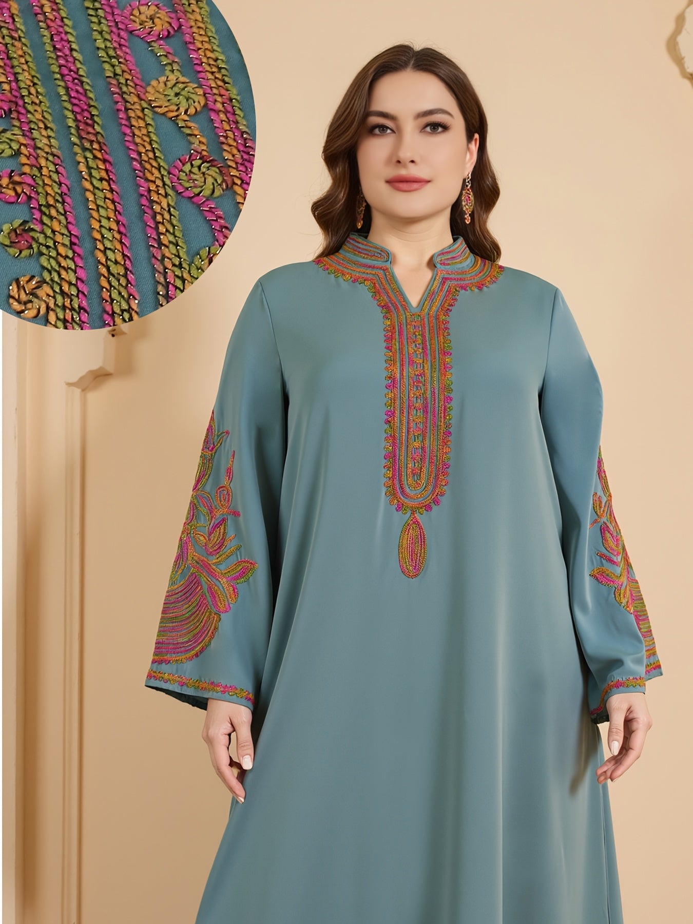 Plus Size, Plus Size Rope Arabic Turban Robe Dress./MH