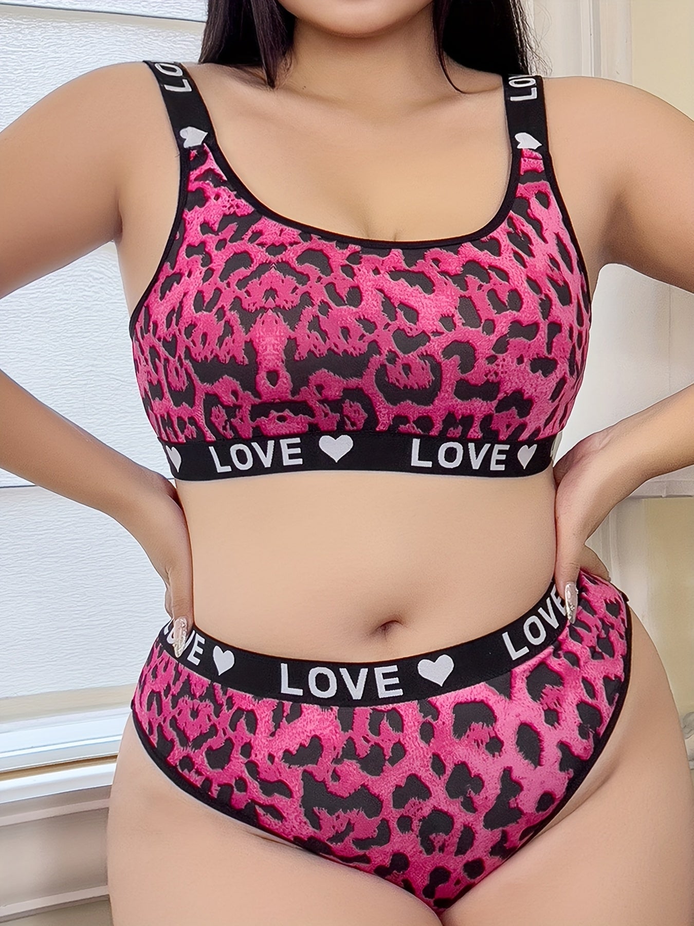 Women's Plus Size Sexy Leopard Print Lingerie Set'/MH