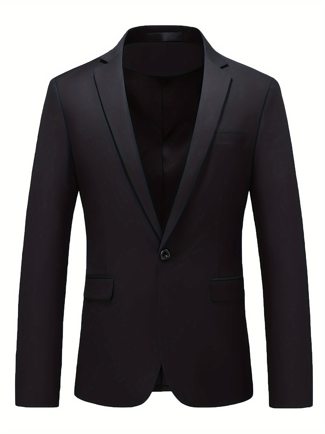 Men's Solid One-Button Blazer Jacket, Fashion Tailored Fit Suit .