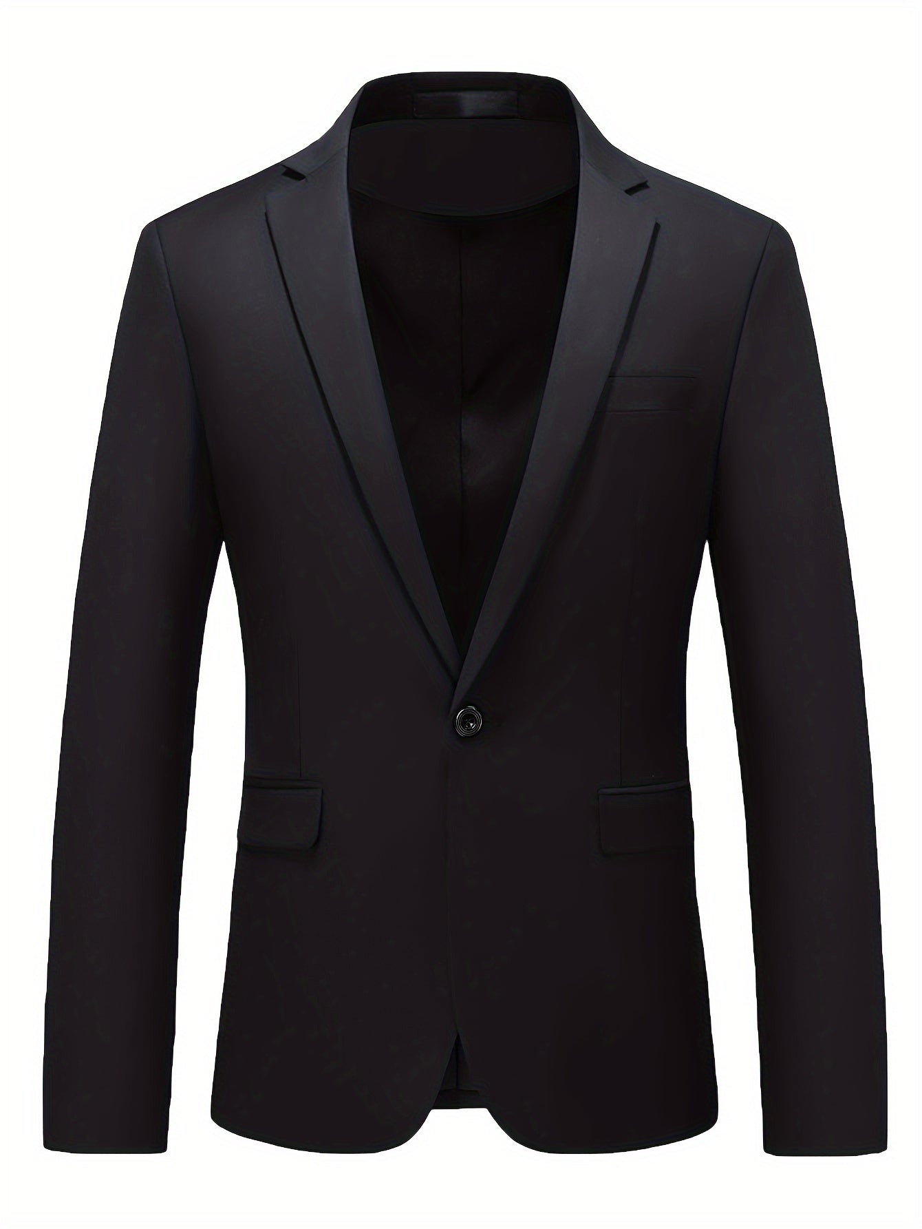 Men's Solid One-Button Blazer Jacket, Fashion Tailored Fit Suit .