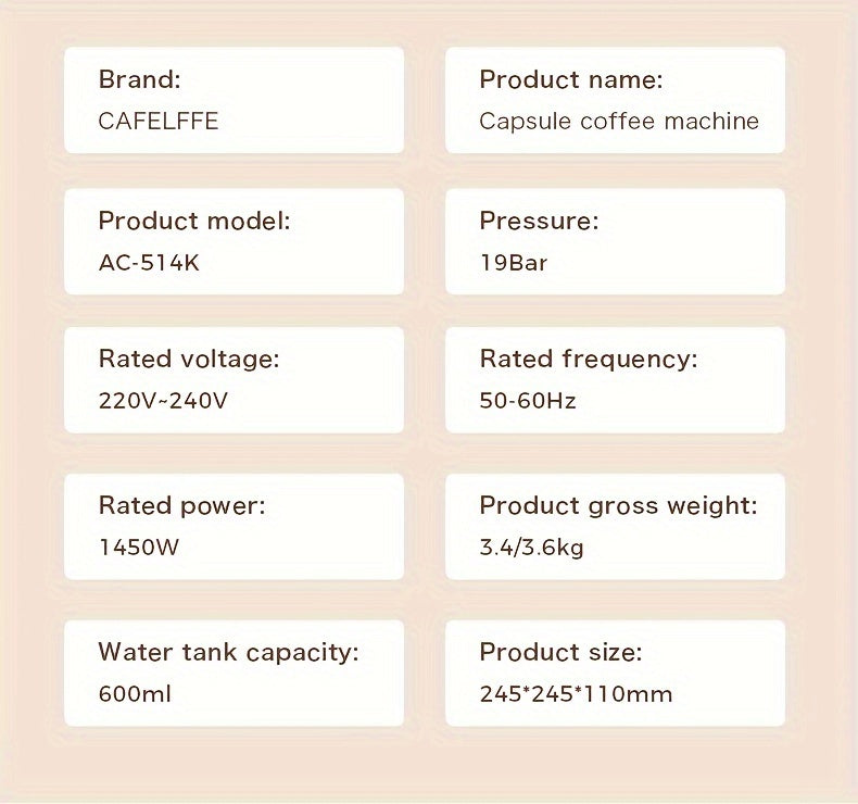 1pc Coffee Maker For Single Pods CAFELFFE 4 In 1 Coffee Machine Hot/Cold Dolce Gusto Milk Nespresso Capsule ESE Pod Ground Coffee Cafeteria 19Bar Teacher's Day Halloween Christmas Wedding Birthday Valentines Day Gift Coffee T