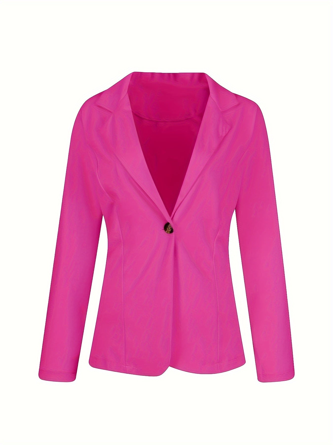 Solid Lapel Button Long Sleeve Blazer Jacket, Casual Loose .