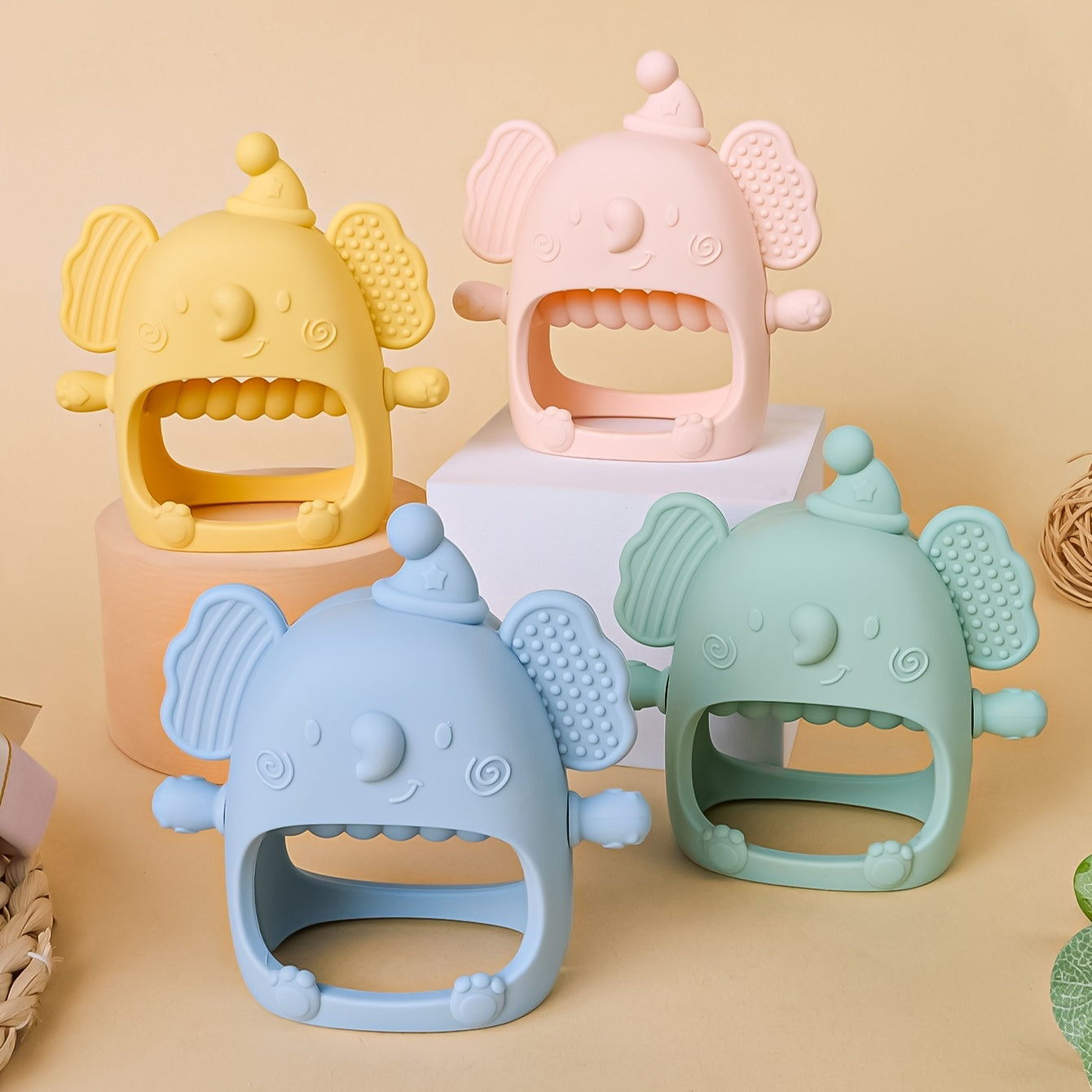 The Perfect Teething Toy For Babies 6M+ - TYRY.HU Silicone Anti-Drop Teether Pacifier With Soft Hands For Sucking & Breastfeeding, Christmas, Halloween, Thanksgiving Day Gift