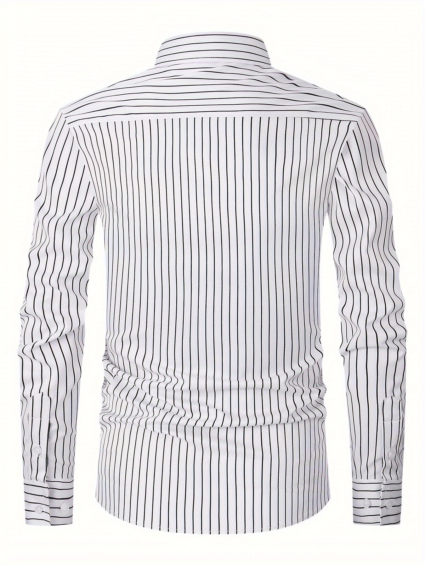 Men's Striped Lapel Collar Design Dress Shirts,
