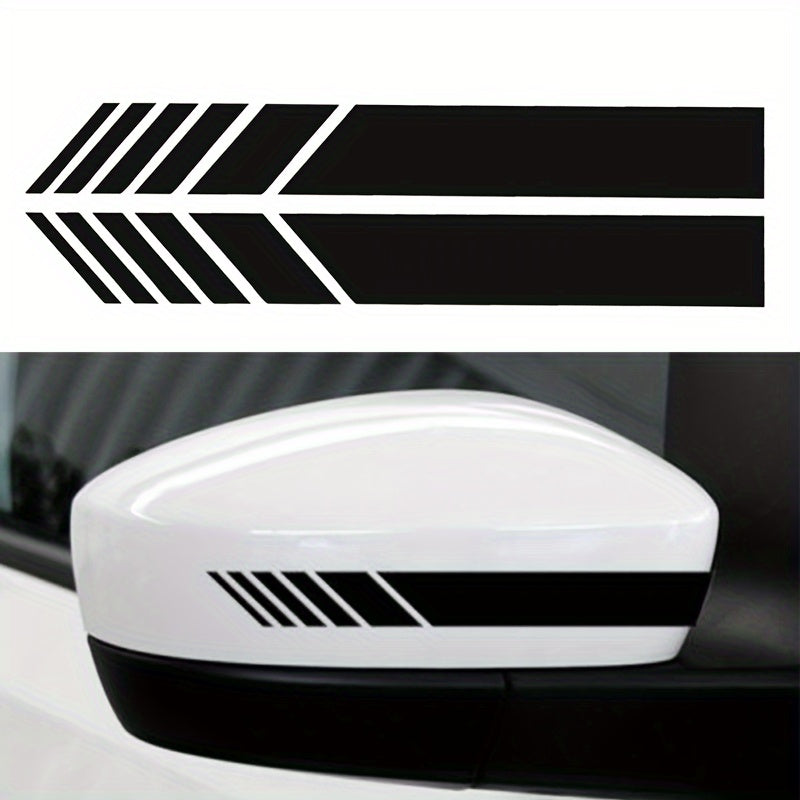 2-Piece Premium Pe Car Decals - Stylish Rearview Mirror & Side Stripe Accents For Enhanced Vehicle Appearance