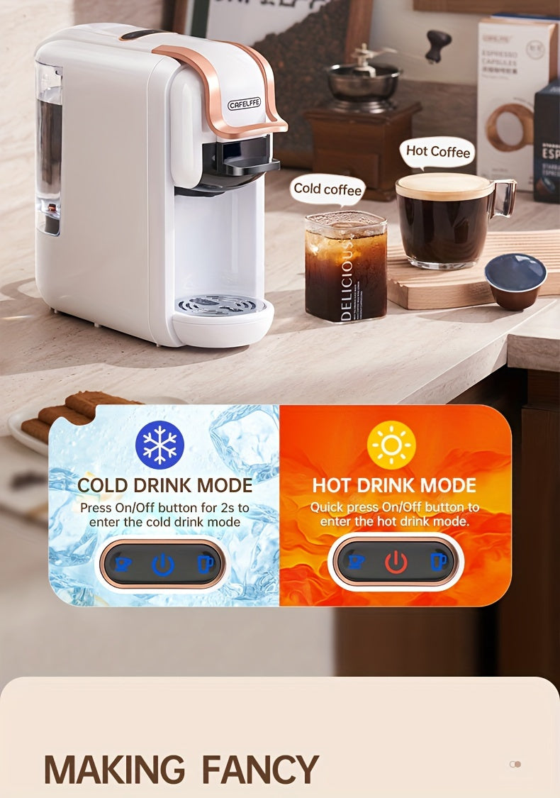 1pc Coffee Maker For Single Pods CAFELFFE 4 In 1 Coffee Machine Hot/Cold Dolce Gusto Milk Nespresso Capsule ESE Pod Ground Coffee Cafeteria 19Bar Teacher's Day Halloween Christmas Wedding Birthday Valentines Day Gift Coffee T