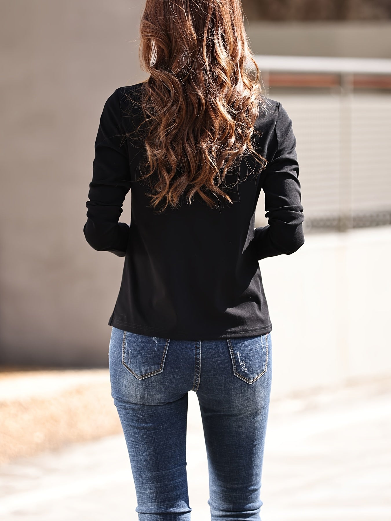 Women's Contrast Lace Trim Round Neck T-Shirt .