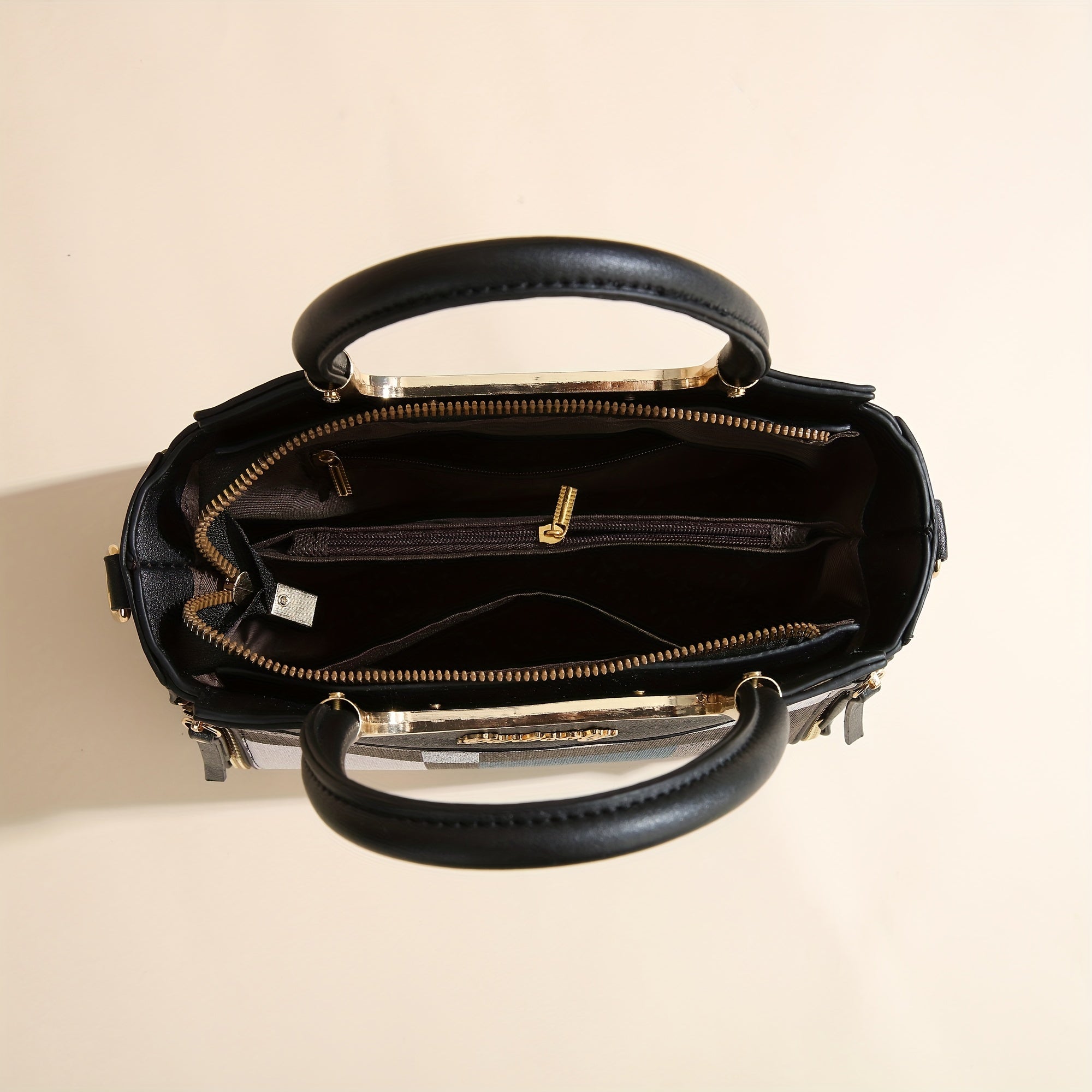CHROSGEKEIDI Elegant Plaid Tote and Crossbody Bag Set,