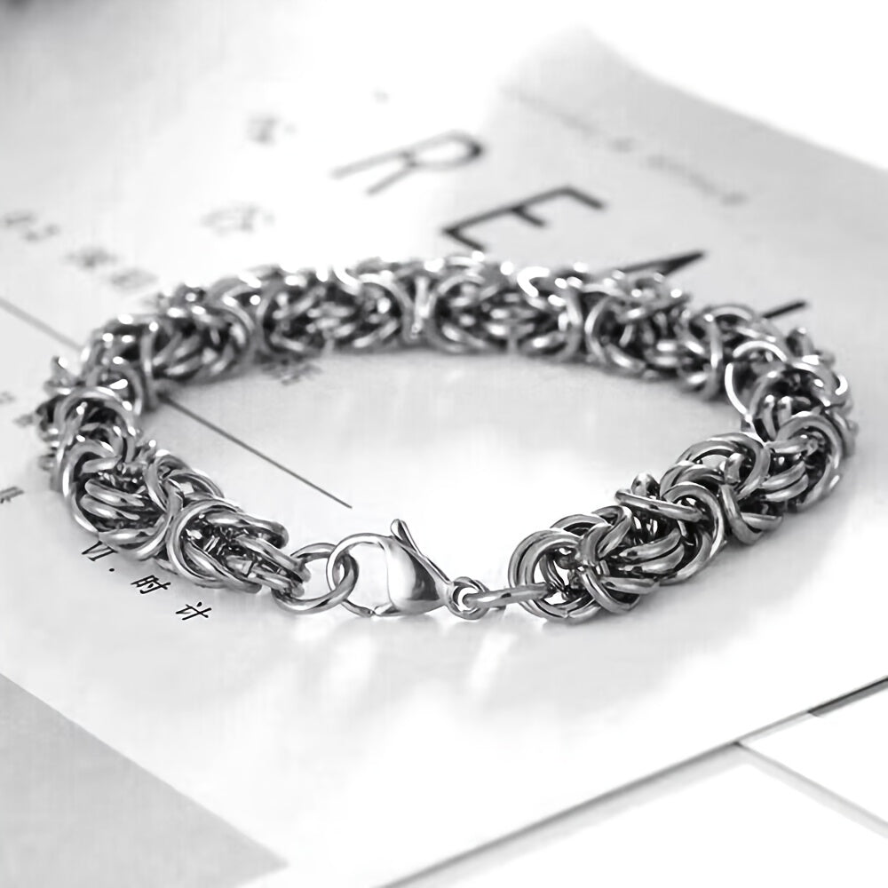 1pc Stainless Steel Irregular Chain Cool Armband - Hand-Woven, Men's Jewelry, Masculine Accessory, Adjustable Clasp, Durable, Stylish, Fashionable, Perfect Gift for Him