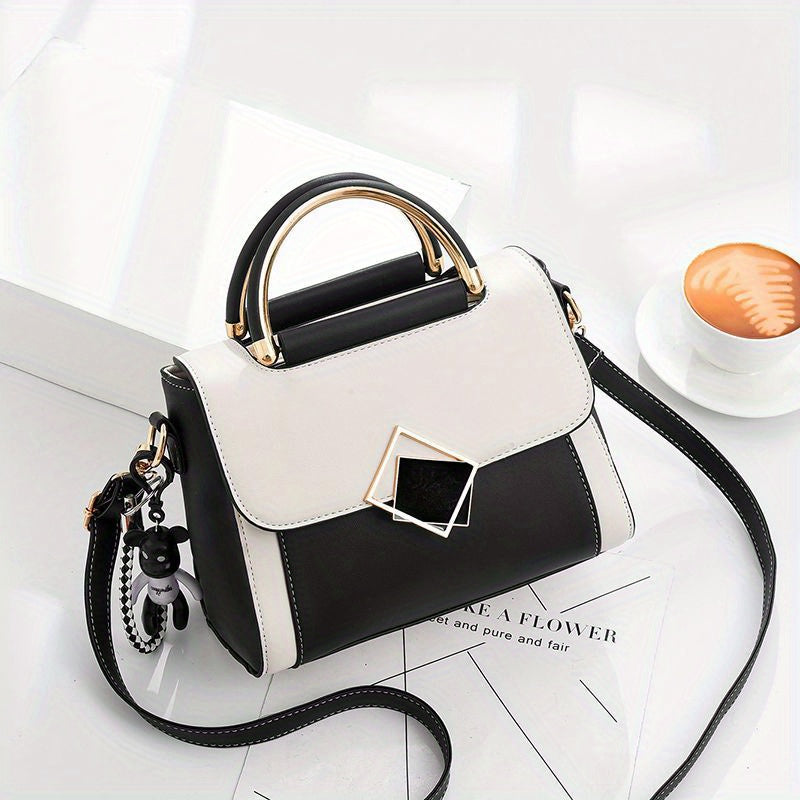 Trendy Colorblock Square Shoulder Bag,