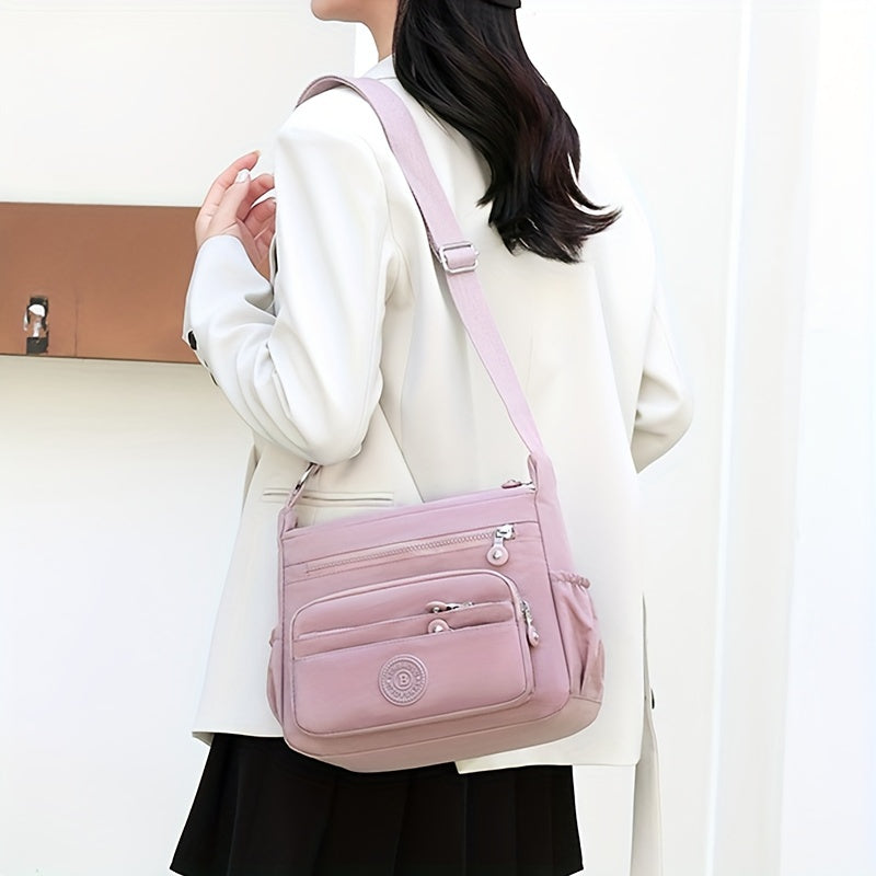 Chic Black Nylon Crossbody Bag for Women .
