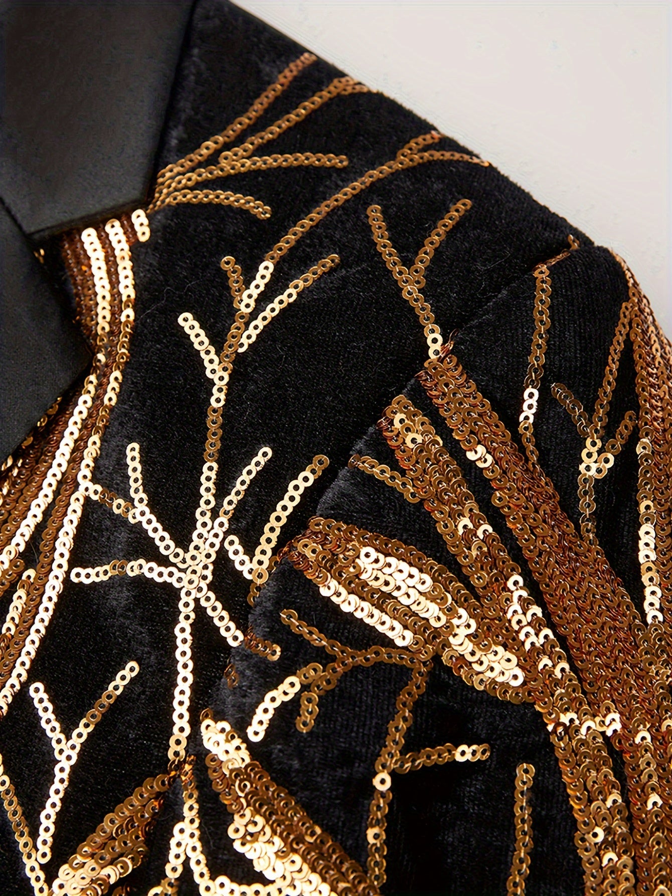 Shiny Sequins Blazer, Men's Semi-formal One Button Lapel Suit Jacket .