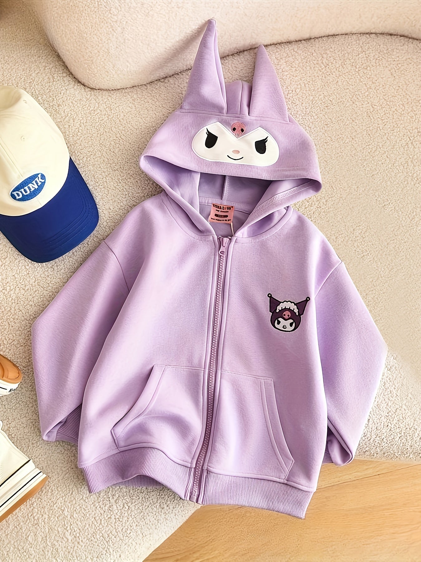 Sanrio-Inspired Cotton Blend Casual Hooded Jackets with Cartoon.