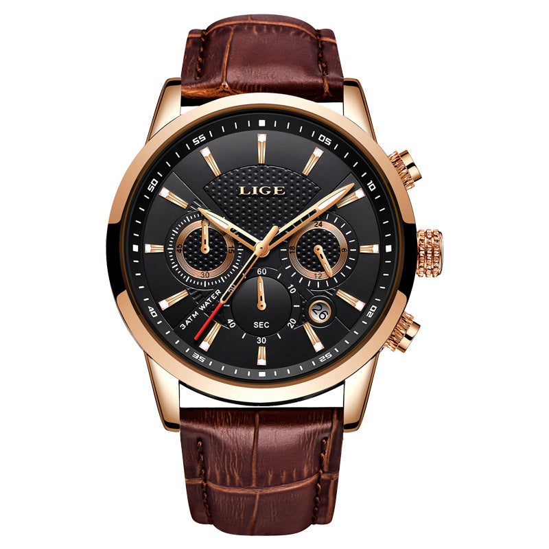Watches Mens  LIGE Top Brand Luxury Casual Faux Leather Quartz Men's