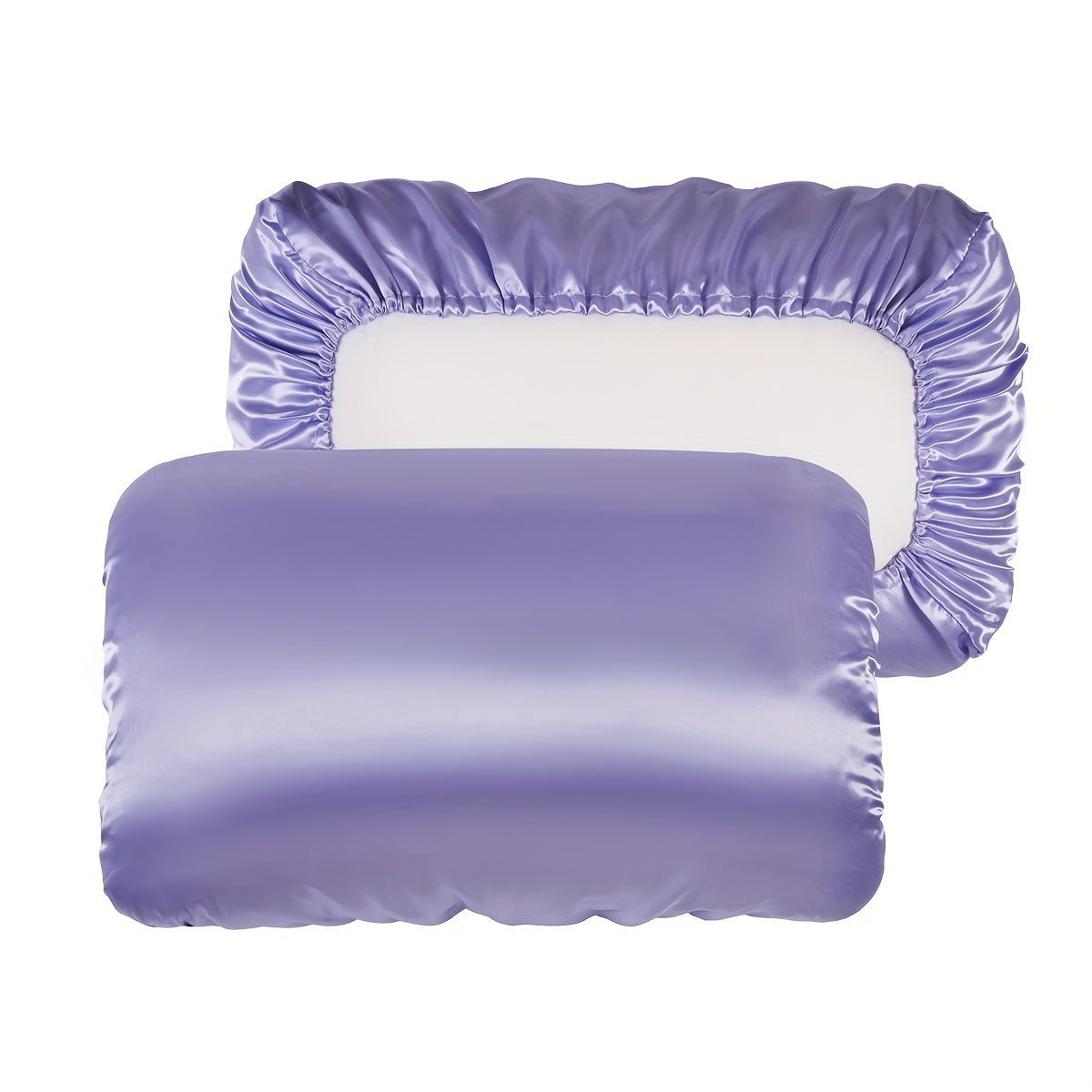 2pcs Soft And Breathable Satin Pillowcase With Elastic Cord .