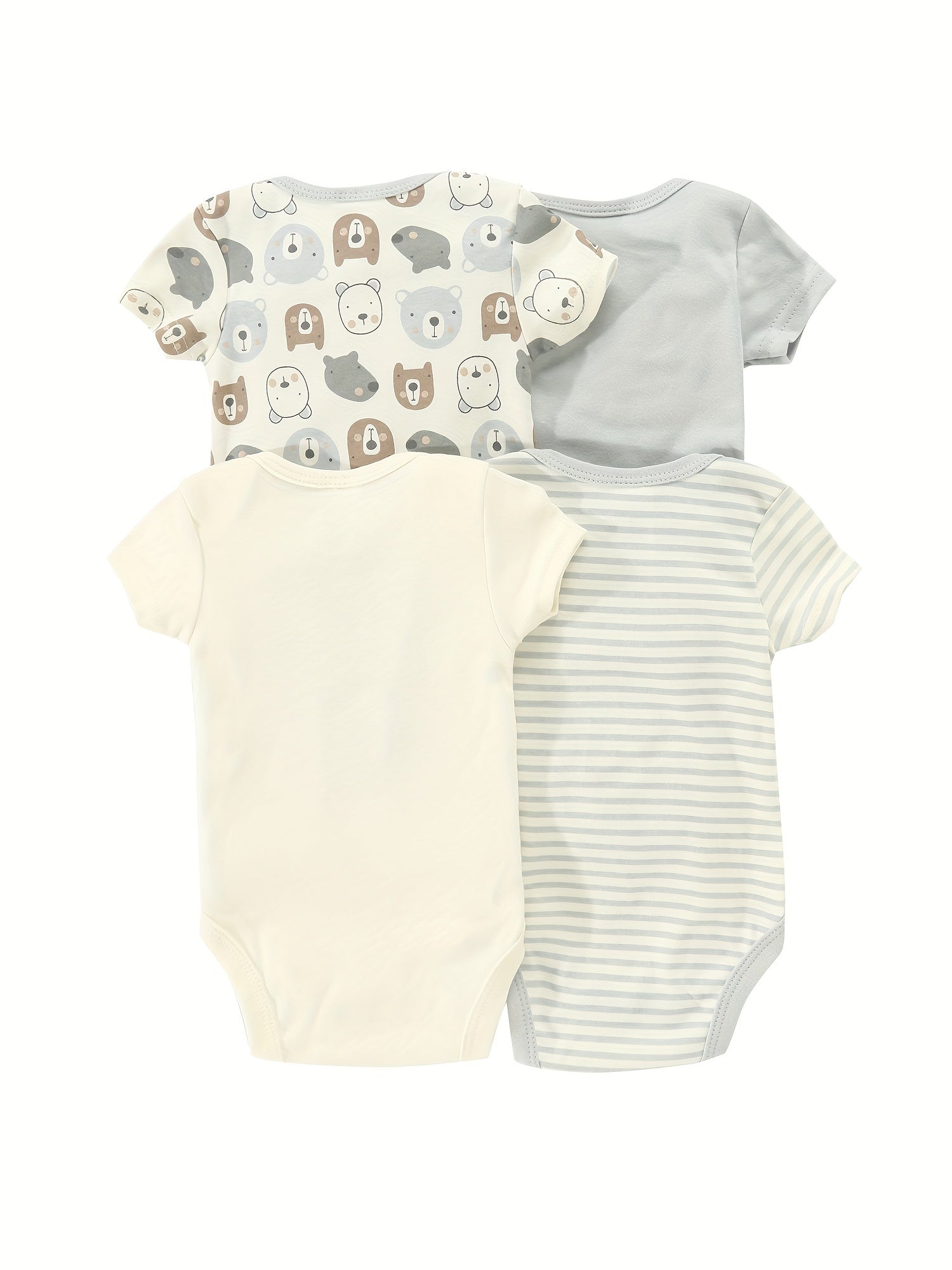 Newborn Baby Short Sleeve One-Piece Suit 4pcs Set .