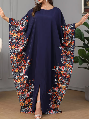 [Elegant | Floral Print] Long Sleeveless Elegant Floral Print Abaya ./MH