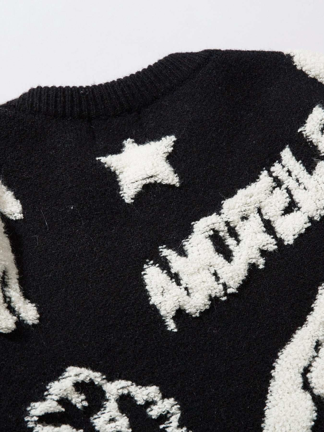 YWFG Cute Knitted Cute Rabbit & Wealth Chenille Embroidery Sweater,