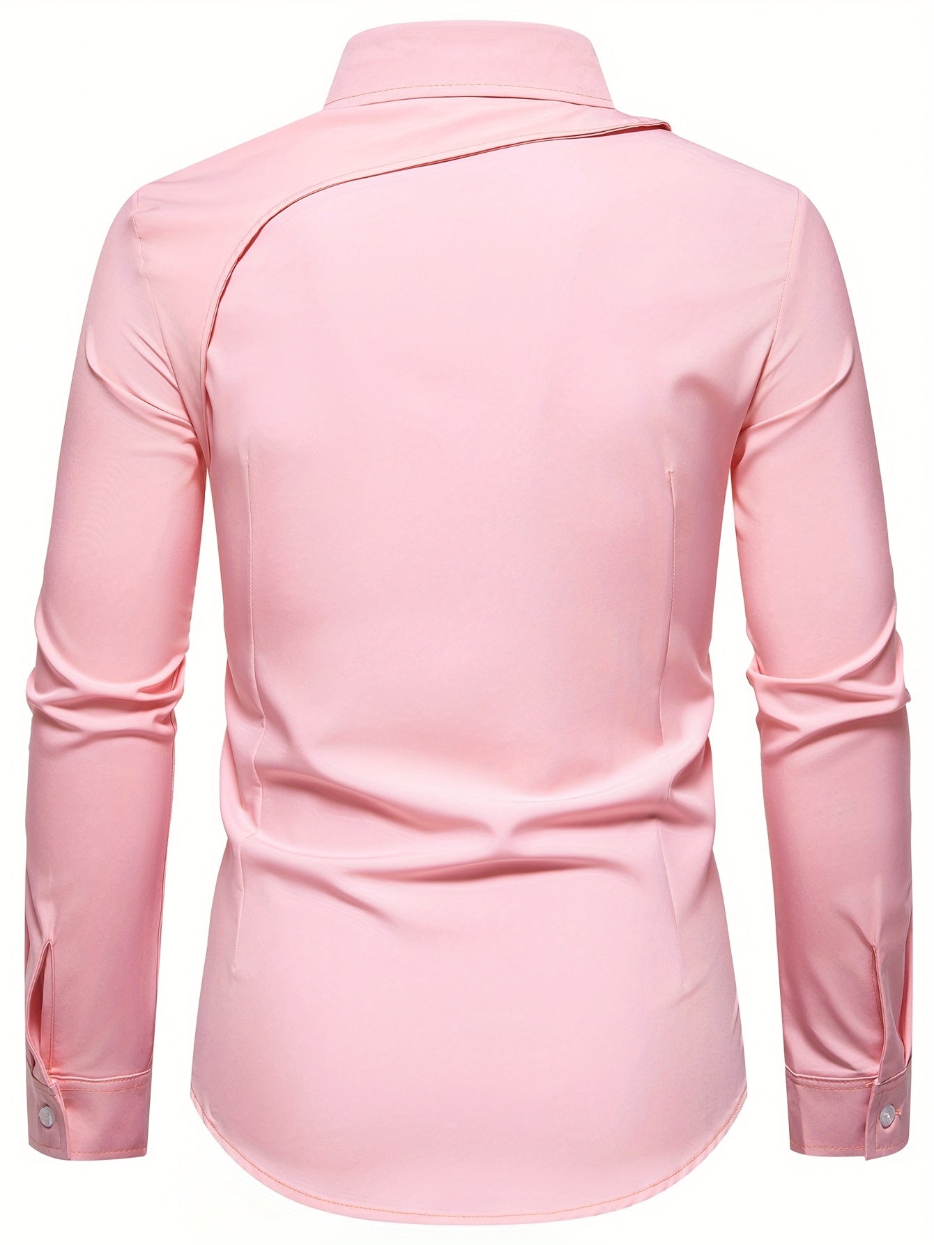 Men's Casual Dress Shirts Skinny Fit Solid Color Long Sleeve .