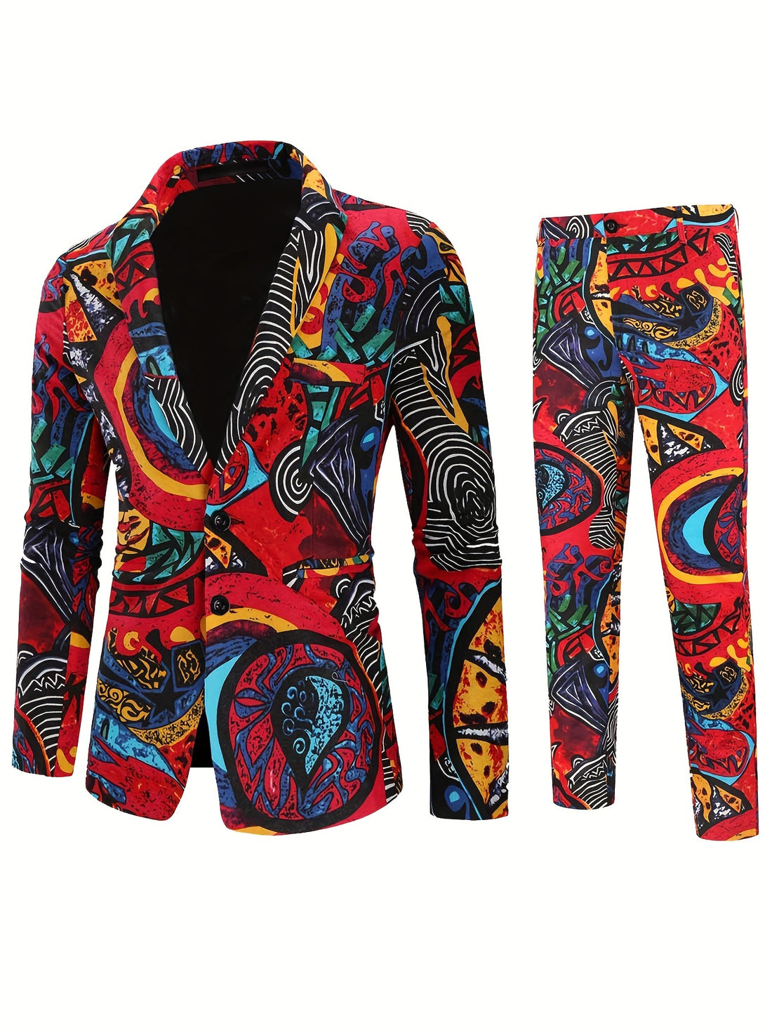 2pcs/set Suits, Men's Colorful Lapel Blazer & Pants,