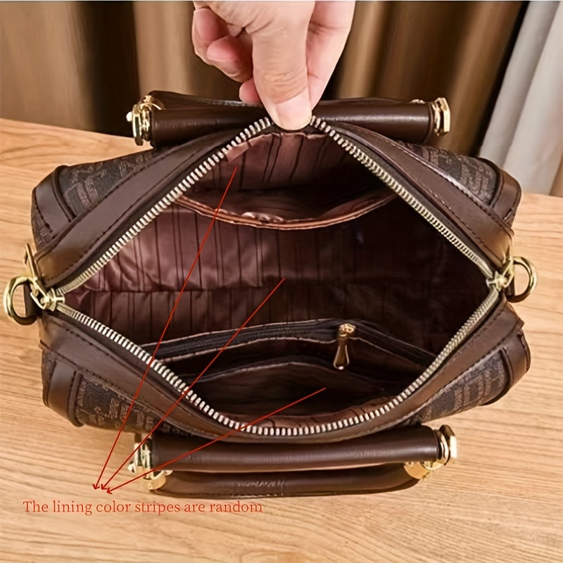 Large Capacity Designer-Inspired Boston Handbag for Women