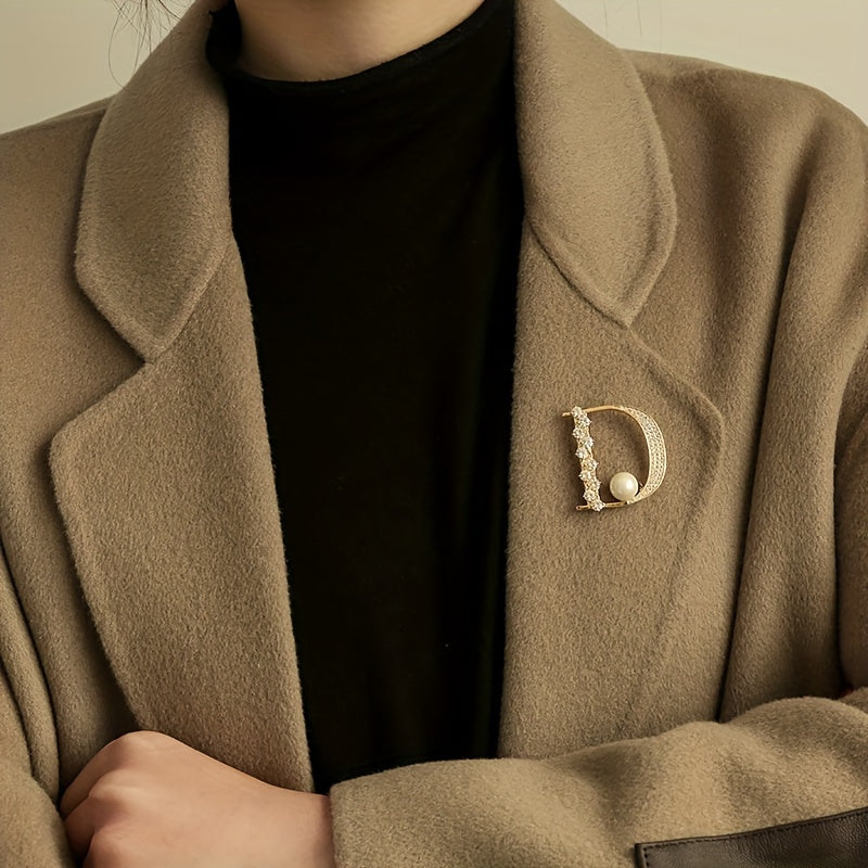 Brooch Pin Faux Pearl Inlaid Lapel Pin For Women Dress Sweater.