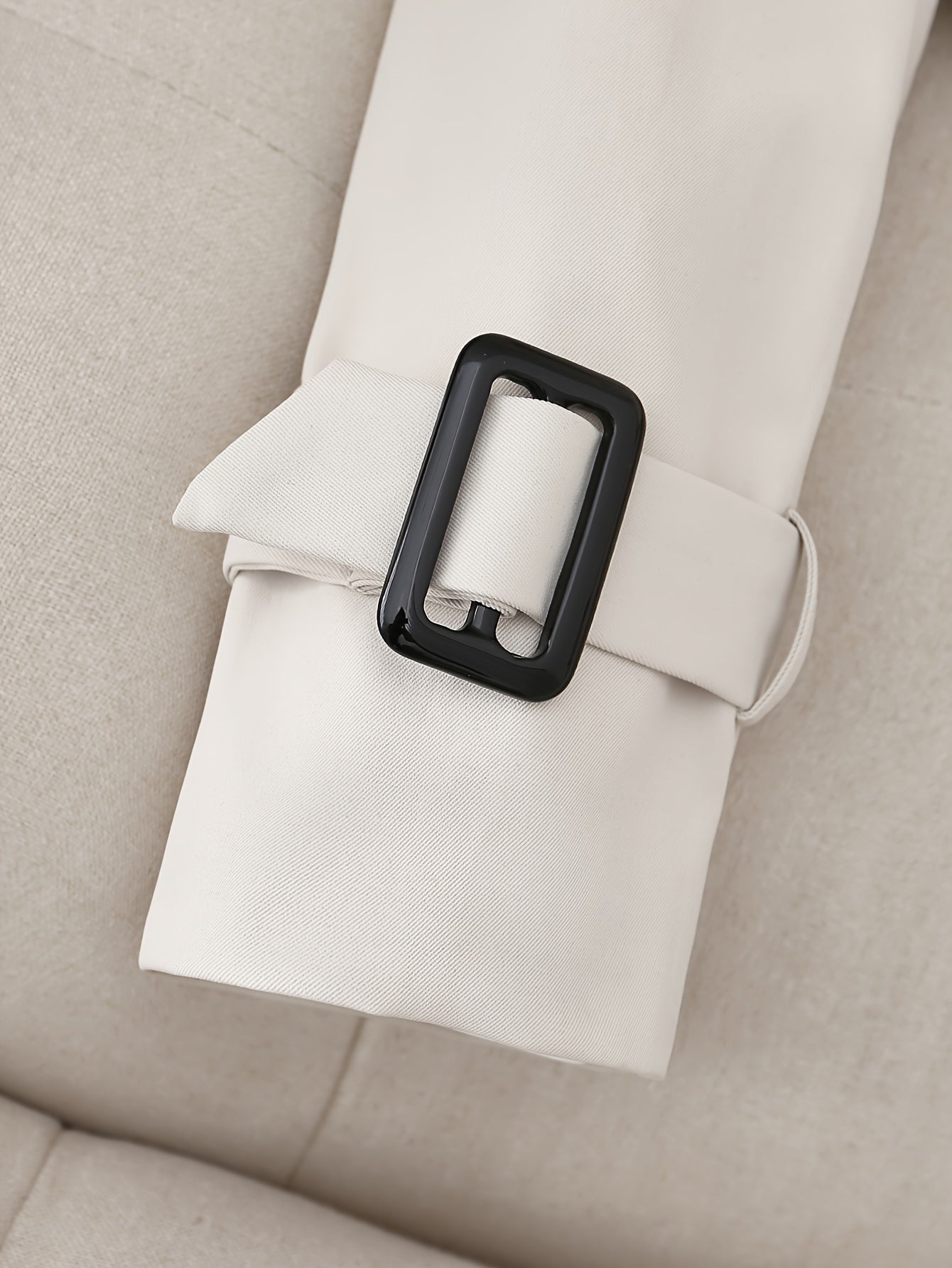 Elegant Women'S Trench Coat Skirt Suit with Belt,