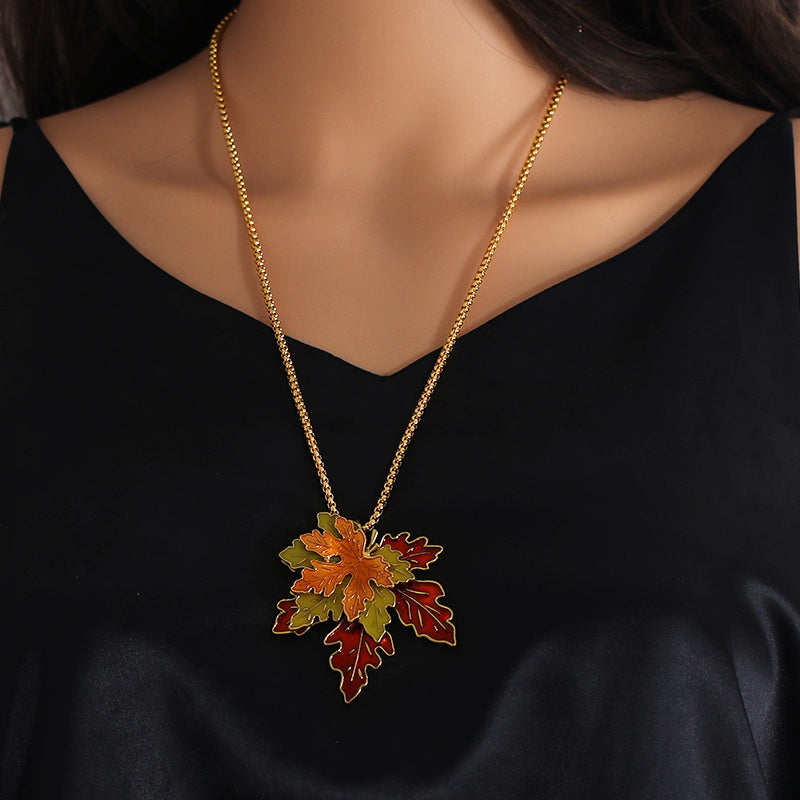 Stackable Maple Leaf Necklace Delicate Neck Jewelry Decorations .