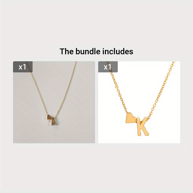 Initial Letter Heart Pendant Clavicle Chain Necklace