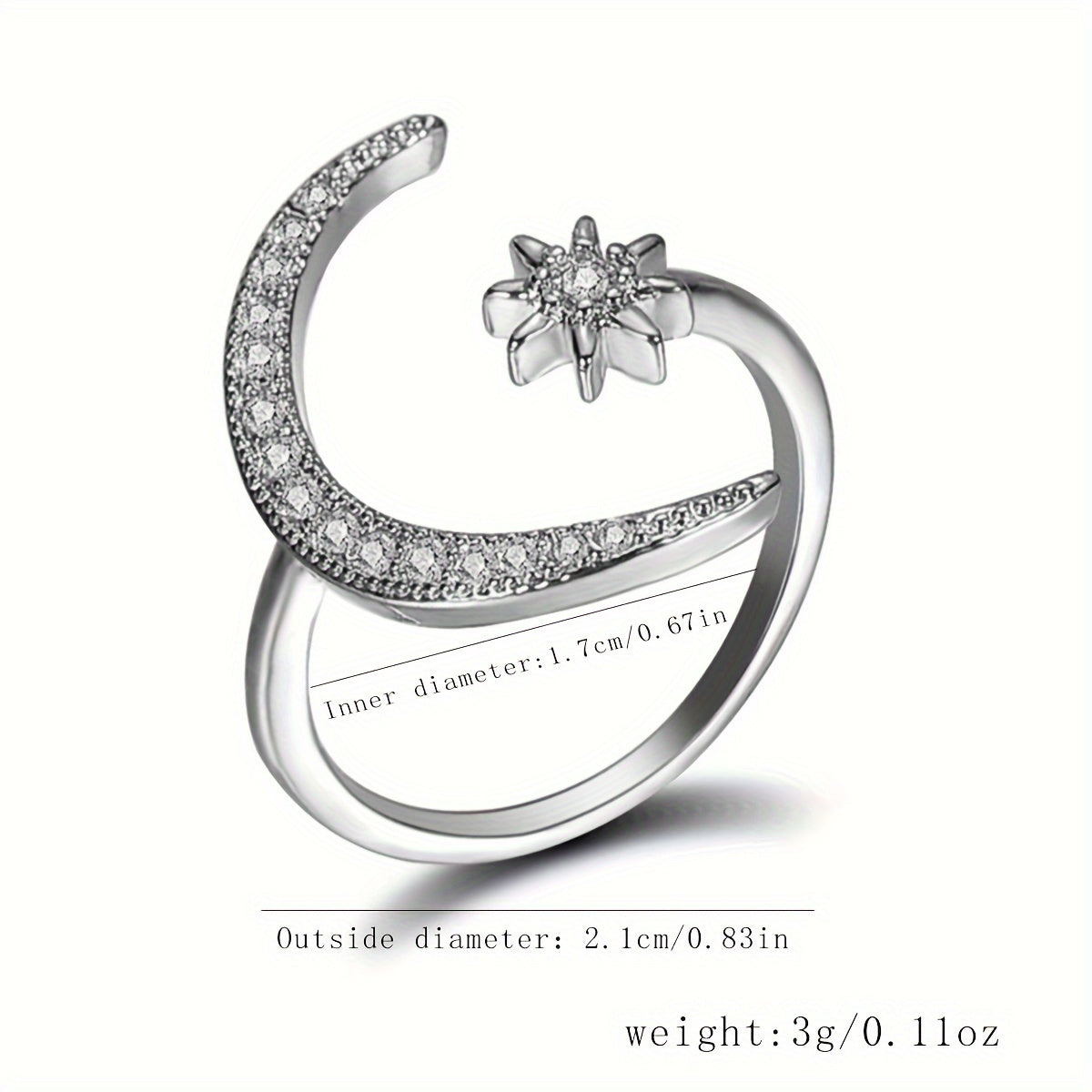 A Minimalist Women'S Ring Made of Zinc Alloy in a Crescent Shape, Gift for Eid, Ramadan