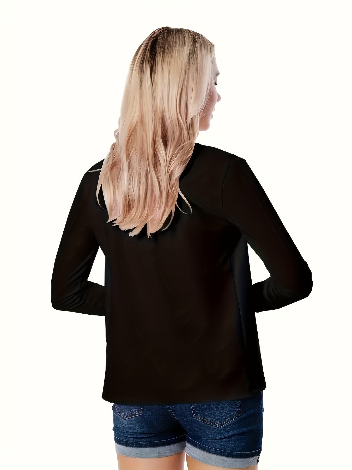 Solid Lapel Blazer, Casual Long Sleeve Blazer For Office & Work,