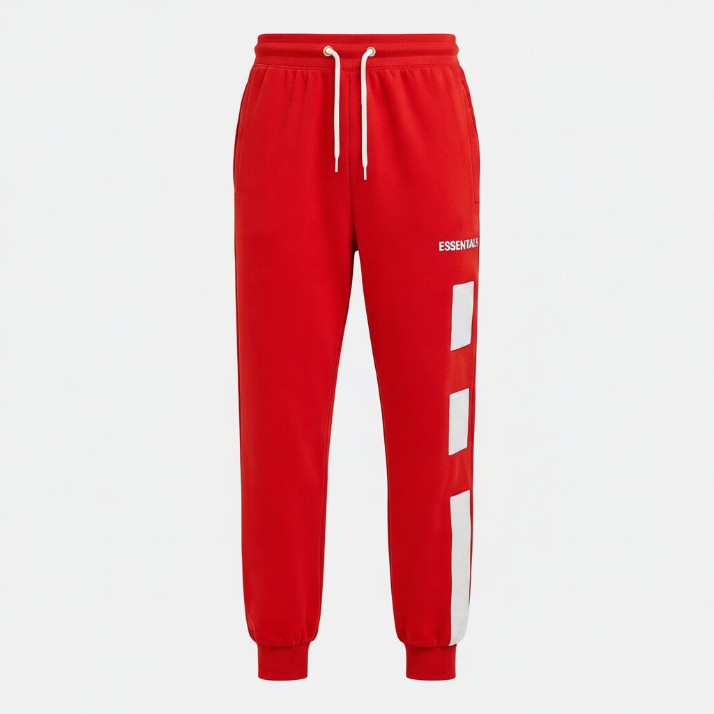 Men’s Red Athletic Trouser with White Stripe Detailing | Sizes S-XXL | MH