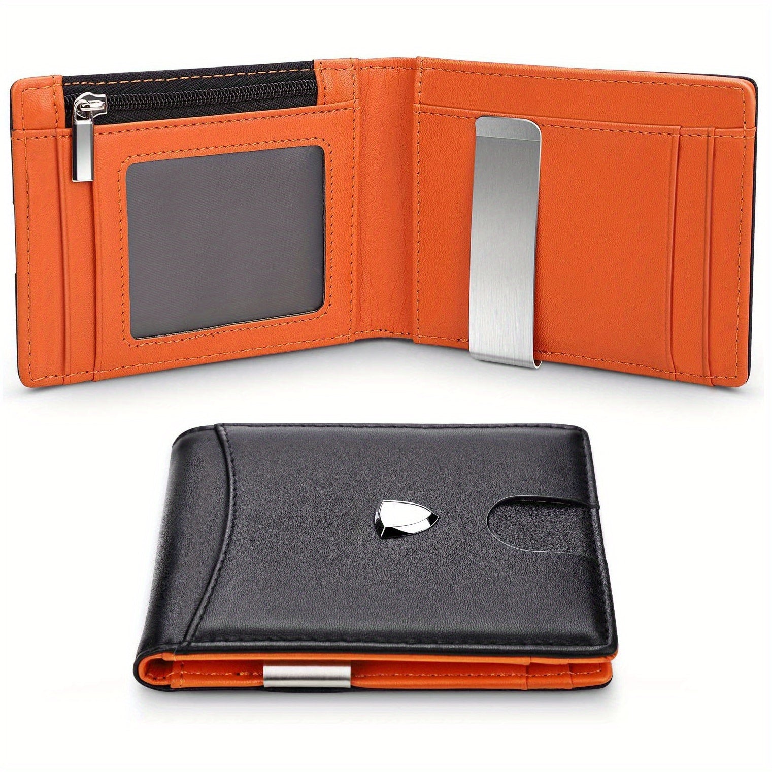 1pc Men's 10 Card Slots Holder, Slim Wallet With Money Clip, RFID Blocking Bifold Minimalist Credit Card Holder For Men, Ideal Gift For Men