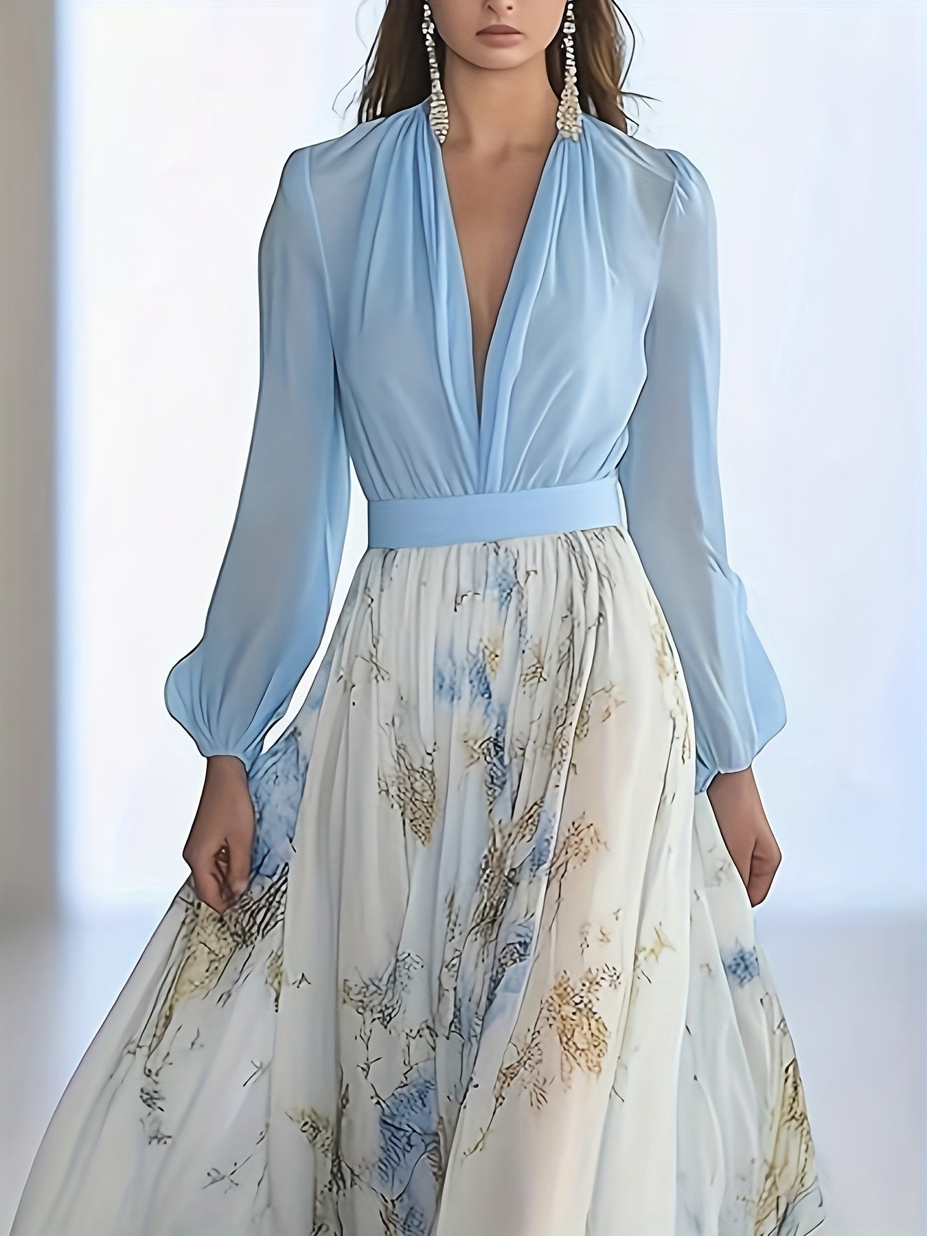 Elegant Women'S Bohemian Chiffon Maxi Dress ./MH