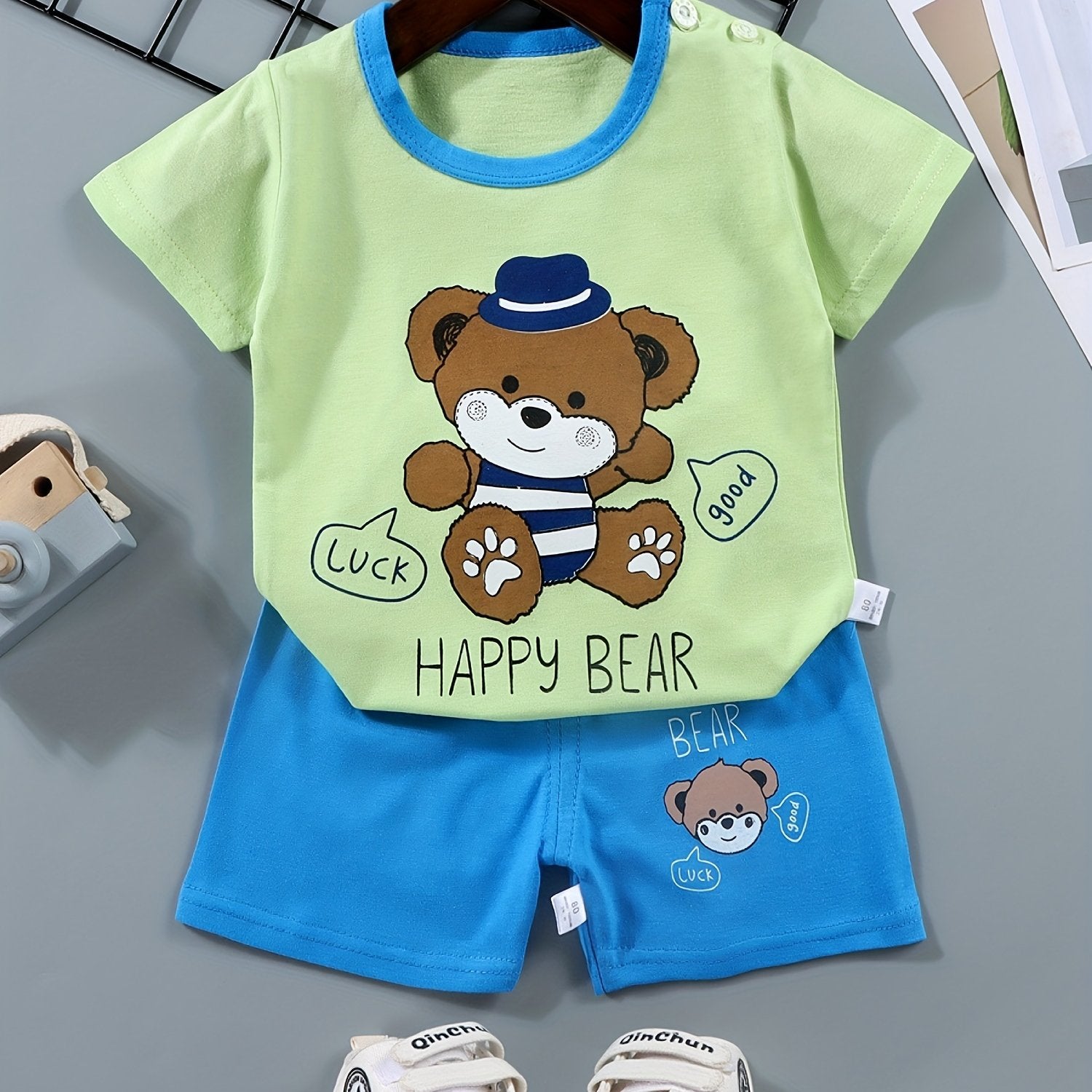 2pcs Boys Casual Cotton Color Block Crocodile Print .