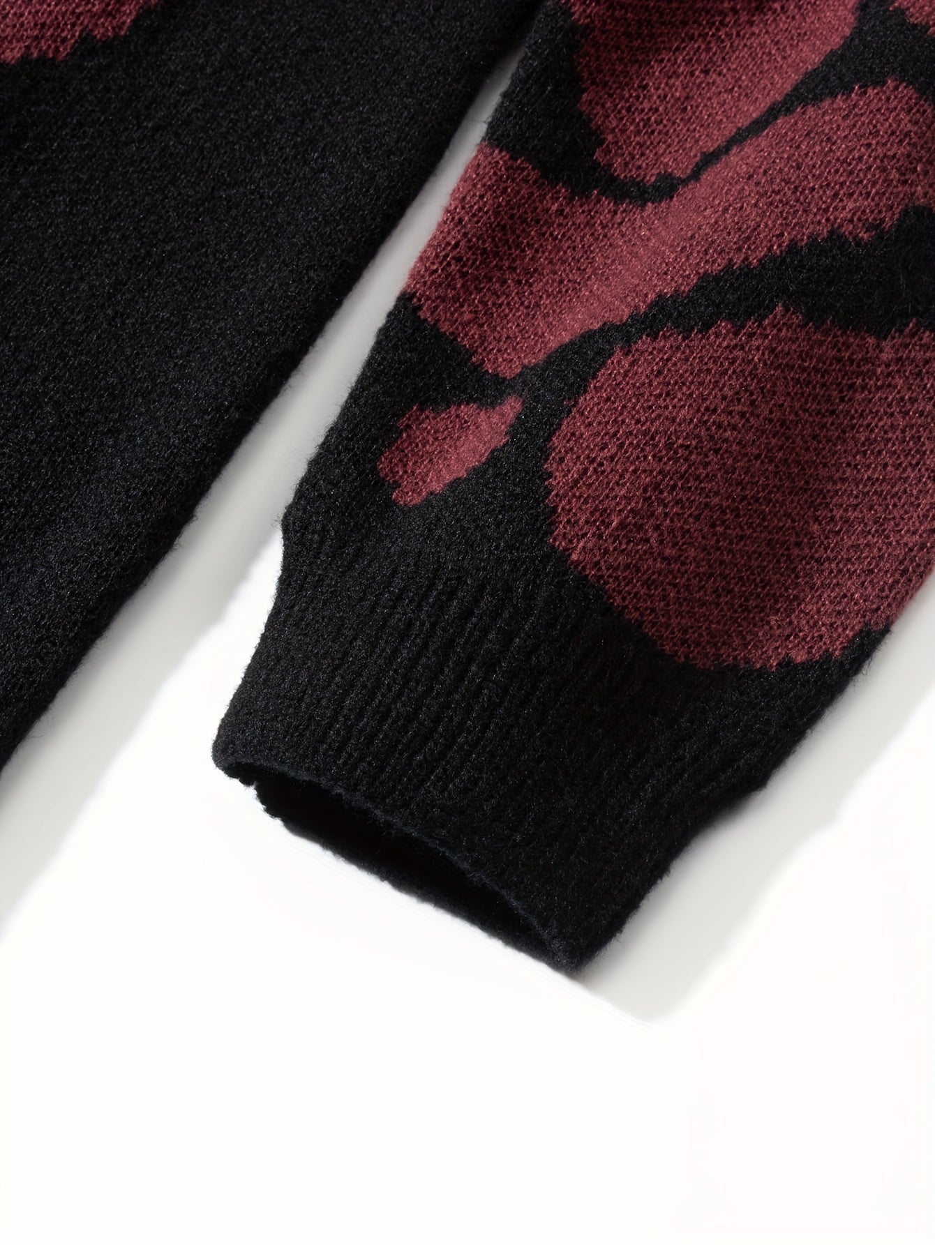 Trendy Pattern Knitted Sweater, Men's Casual Warm Slightly Stretch.